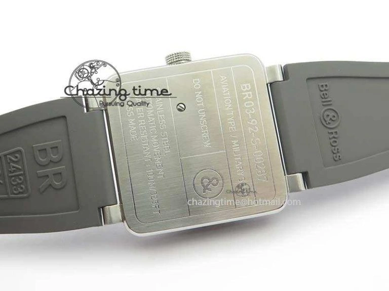 BR 03-92 SS 42MM Gray Dial On Gray Rubber Strap MIYOTA 9015
