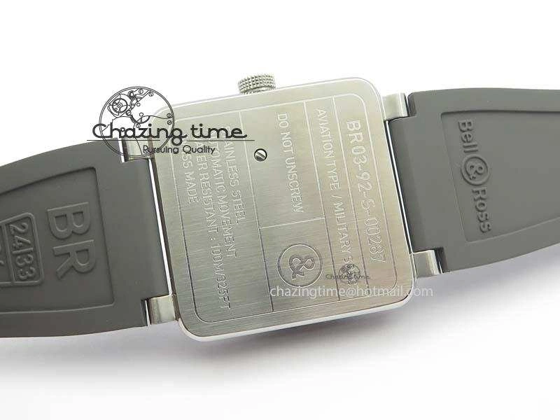 BR 03-92 SS 42MM Gray Dial On Gray Rubber Strap MIYOTA 9015