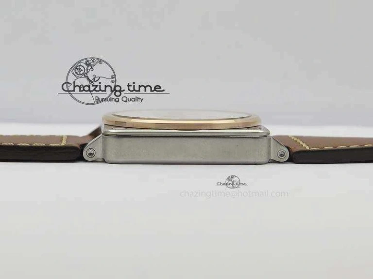 BR 03-92 SS 42MM White Dial RG Bezel On Brown Leather Strap MIYOTA 9015