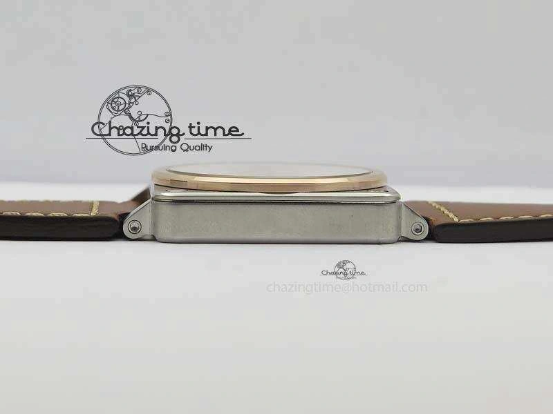 BR 03-92 SS 42MM White Dial RG Bezel On Brown Leather Strap MIYOTA 9015