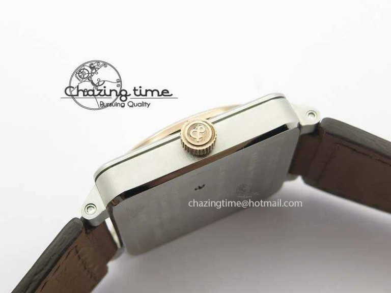 BR 03-92 SS 42MM White Dial RG Bezel On Brown Leather Strap MIYOTA 9015