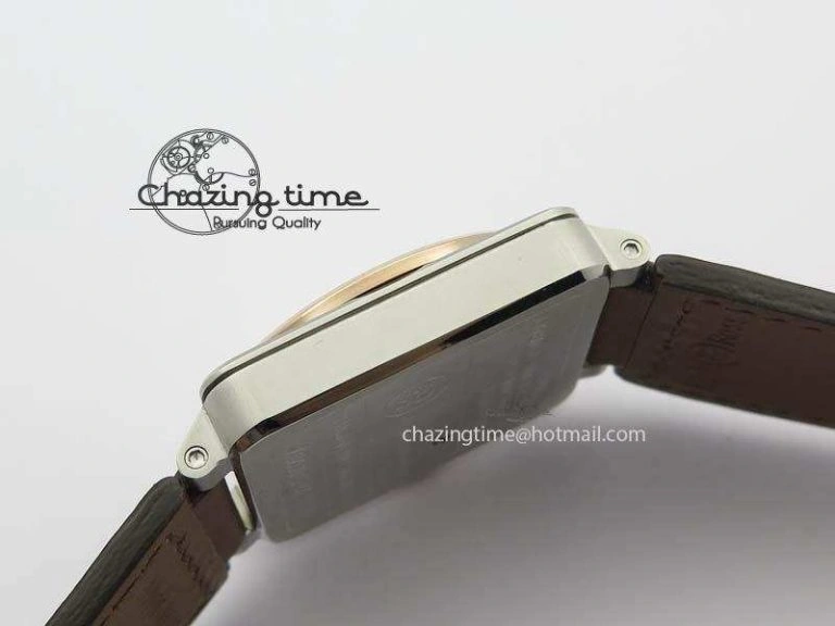 BR 03-92 SS 42MM White Dial RG Bezel On Brown Leather Strap MIYOTA 9015