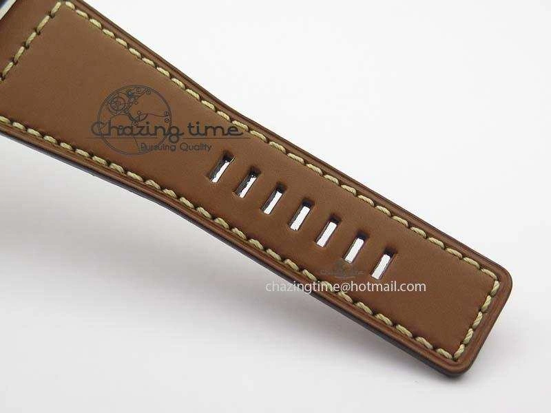 BR 03-92 SS 42MM White Dial RG Bezel On Brown Leather Strap MIYOTA 9015