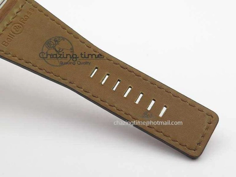 BR 03-92 SS 42MM White Dial RG Bezel On Brown Leather Strap MIYOTA 9015