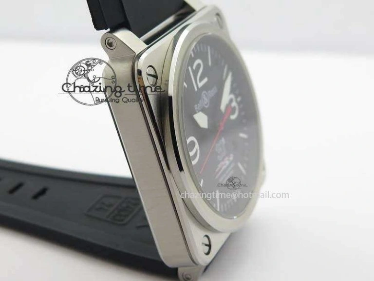 BR 03-92 SS Black Dial 30 LTD 42MM On Black Rubber Strap MIYOTA 9015