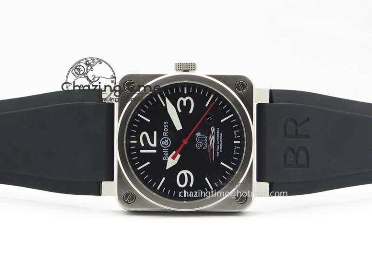 BR 03-92 SS Black Dial 30 LTD 42MM On Black Rubber Strap MIYOTA 9015