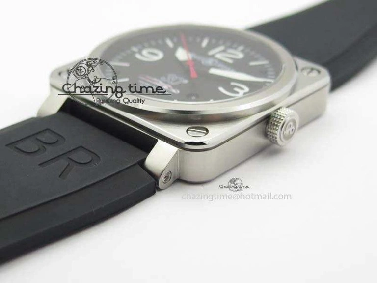 BR 03-92 SS Black Dial 30 LTD 42MM On Black Rubber Strap MIYOTA 9015