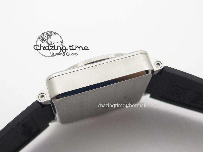 BR 03-92 SS Black Dial Grey Numbers 42.5mm On Black Rubber Strap MIYOTA 9015