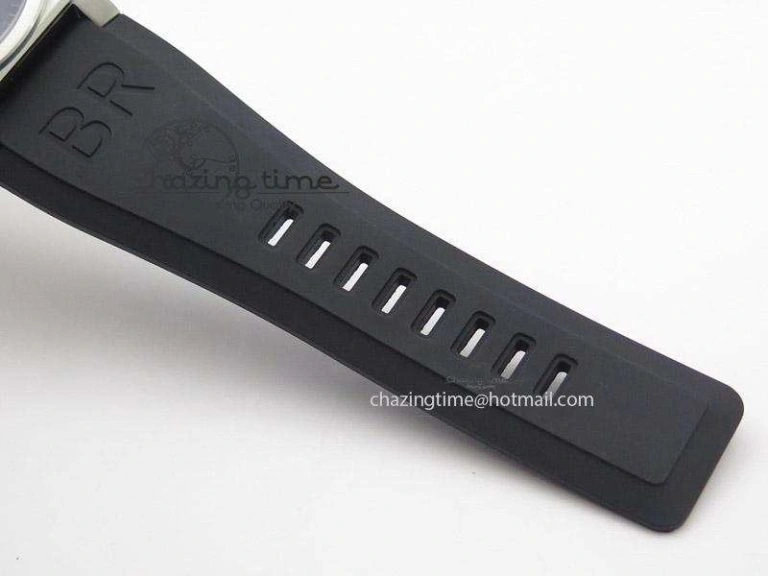 BR 03-92 SS Black Dial Grey Numbers 42.5mm On Black Rubber Strap MIYOTA 9015