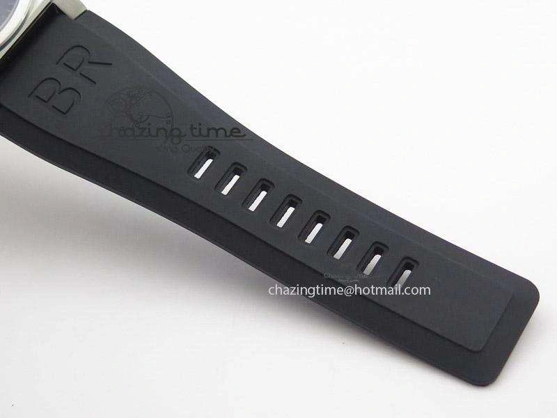 BR 03-92 SS Black Dial Grey Numbers 42.5mm On Black Rubber Strap MIYOTA 9015