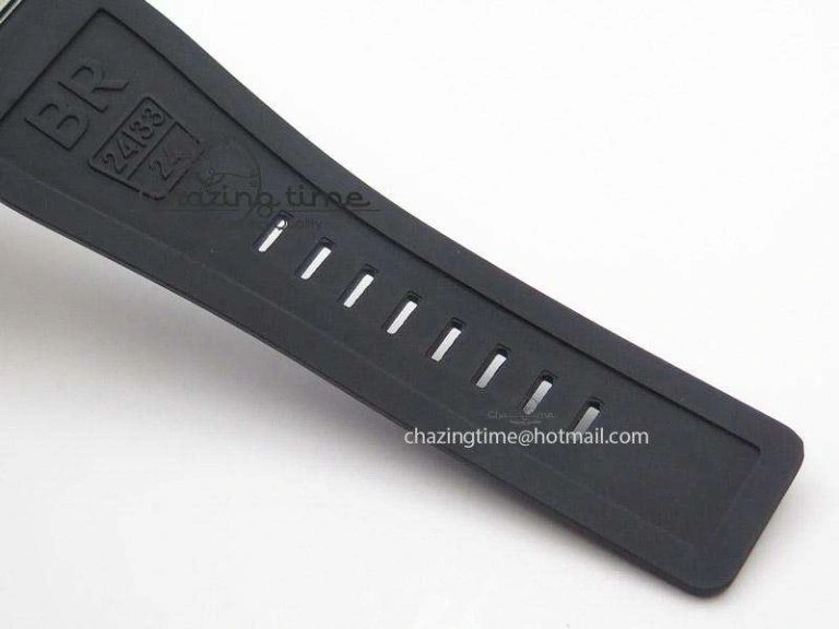 BR 03-92 SS Black Dial Grey Numbers 42.5mm On Black Rubber Strap MIYOTA 9015