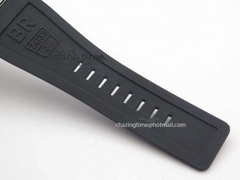 BR 03-92 SS Black Dial Grey Numbers 42.5mm On Black Rubber Strap MIYOTA 9015