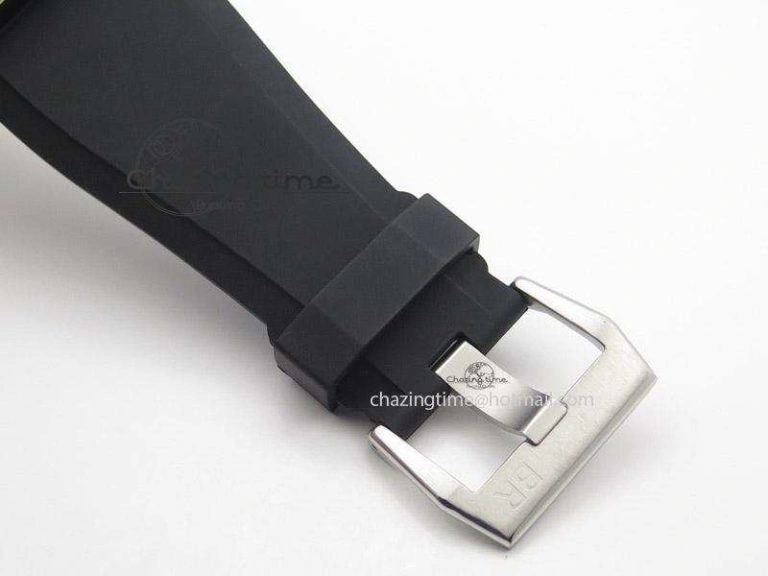 BR 03-92 SS Black Dial Grey Numbers 42.5mm On Black Rubber Strap MIYOTA 9015