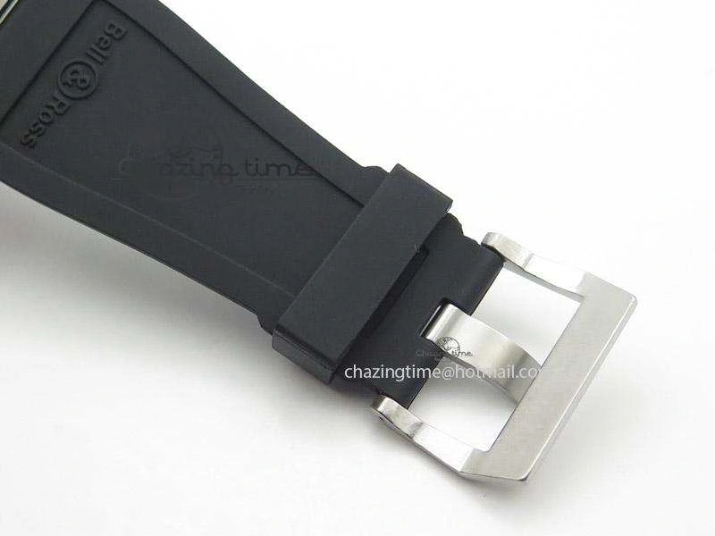 BR 03-92 SS Black Dial Grey Numbers 42.5mm On Black Rubber Strap MIYOTA 9015