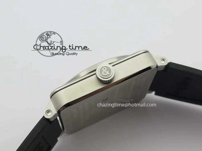 BR 03-92 SS Black Dial (Orange Sec Hand) 42MM On Black Rubber Strap MIYOTA 9015