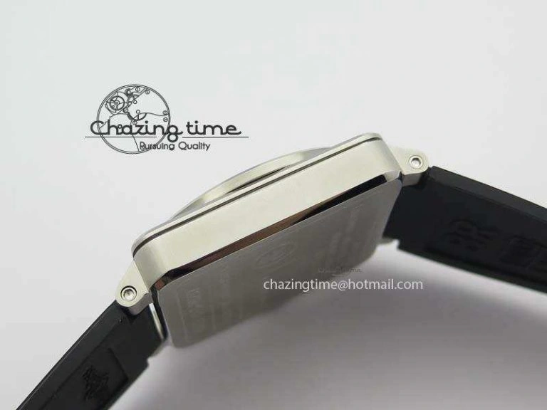 BR 03-92 SS Black Dial (Orange Sec Hand) 42MM On Black Rubber Strap MIYOTA 9015