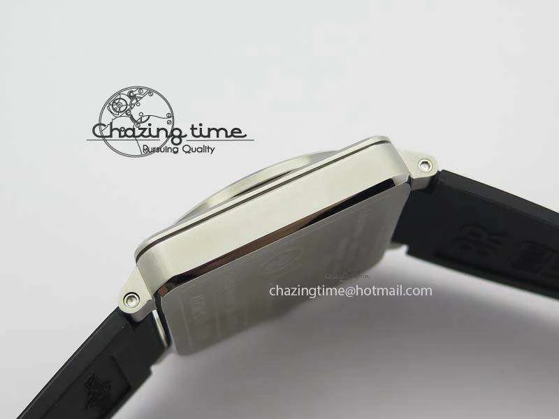 BR 03-92 SS Black Dial (Orange Sec Hand) 42MM On Black Rubber Strap MIYOTA 9015