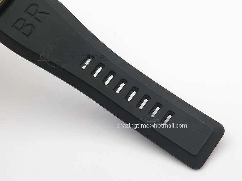BR 03-92 SS Black Dial (Orange Sec Hand) 42MM On Black Rubber Strap MIYOTA 9015