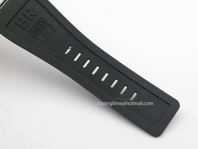 BR 03-92 SS Black Dial (Orange Sec Hand) 42MM On Black Rubber Strap MIYOTA 9015