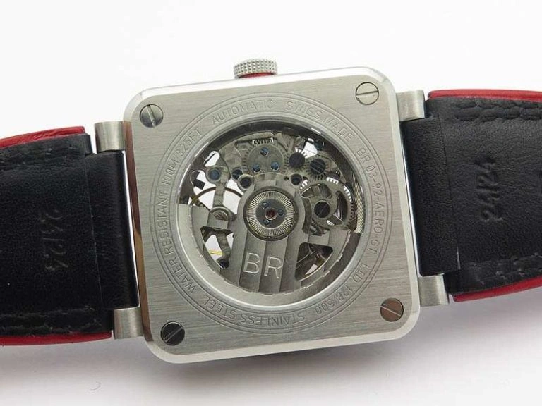 BR 03-92 SS Case 42.5mm Skeleton Dial RG Markers On Leather Strap MIYOTA 9015