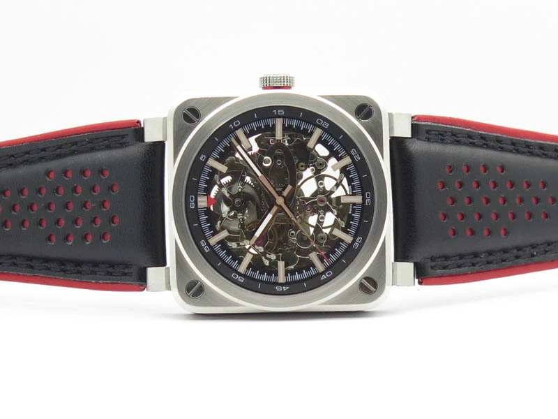BR 03-92 SS Case 42.5mm Skeleton Dial RG Markers On Leather Strap MIYOTA 9015