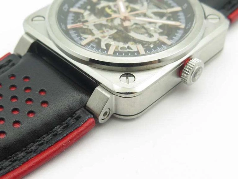 BR 03-92 SS Case 42.5mm Skeleton Dial RG Markers On Leather Strap MIYOTA 9015