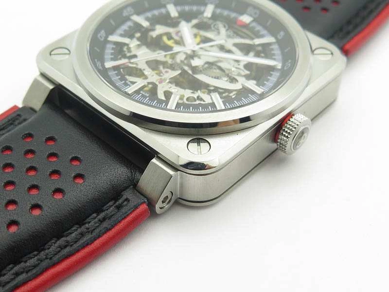 BR 03-92 SS Case 42.5mm Skeleton Dial Silver Markers On Leather Strap MIYOTA 9015