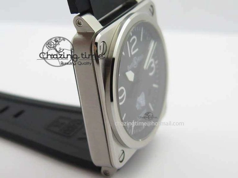 BR 03-92 SS Case V2 42.5mm Black Dial FAYETTE On Rubber Strap MIYOTA 9015