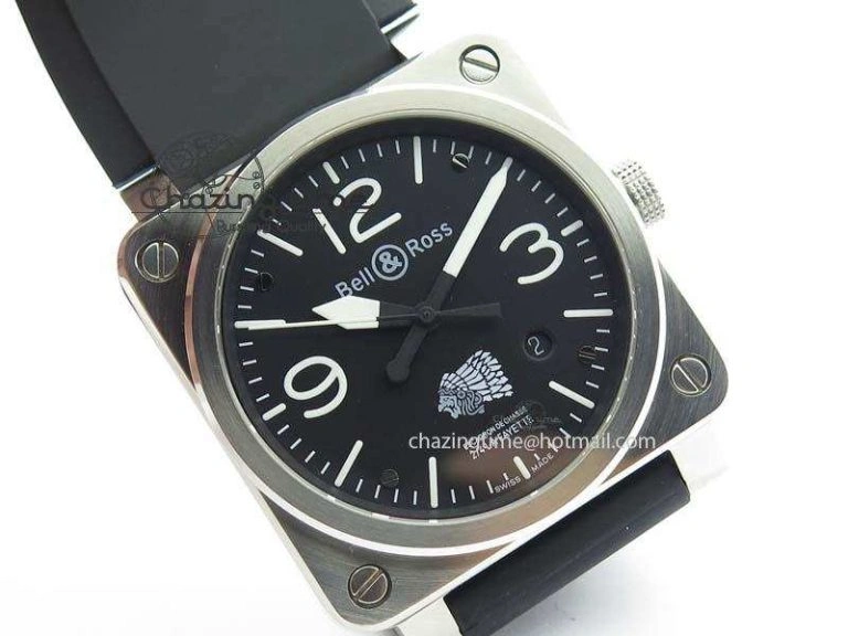 BR 03-92 SS Case V2 42.5mm Black Dial FAYETTE On Rubber Strap MIYOTA 9015