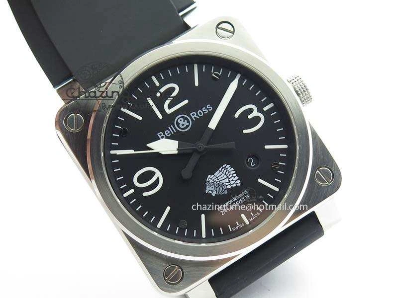 BR 03-92 SS Case V2 42.5mm Black Dial FAYETTE On Rubber Strap MIYOTA 9015
