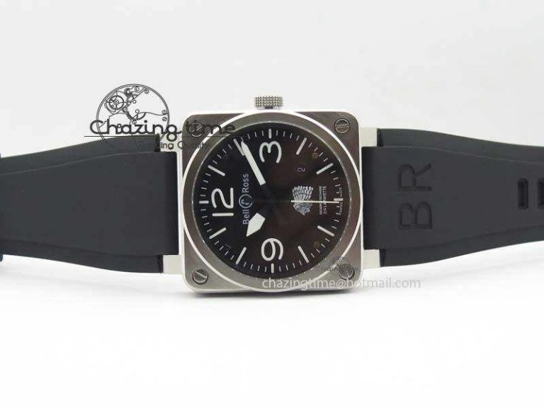 BR 03-92 SS Case V2 42.5mm Black Dial FAYETTE On Rubber Strap MIYOTA 9015