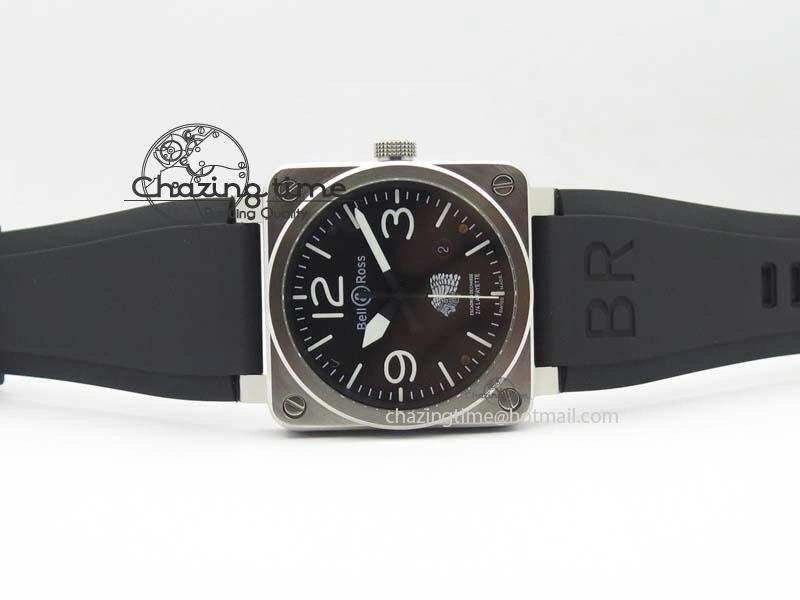 BR 03-92 SS Case V2 42.5mm Black Dial FAYETTE On Rubber Strap MIYOTA 9015