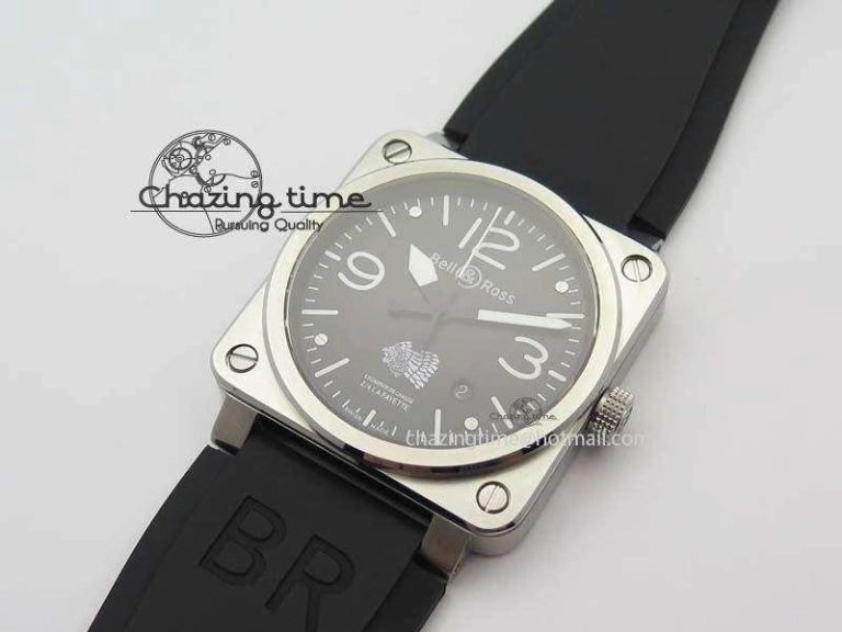 BR 03-92 SS Case V2 42.5mm Black Dial FAYETTE On Rubber Strap MIYOTA 9015