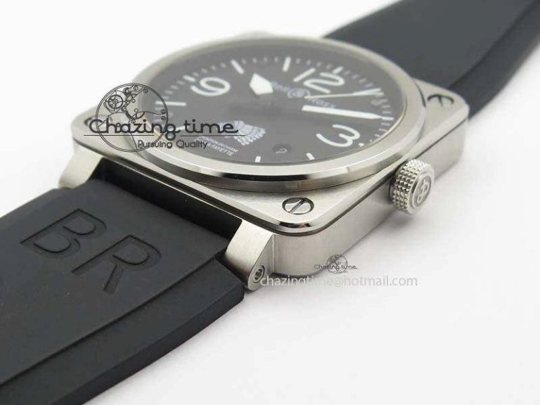 BR 03-92 SS Case V2 42.5mm Black Dial FAYETTE On Rubber Strap MIYOTA 9015