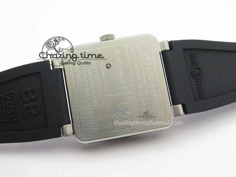 BR 03-92 SS Case V2 42.5mm Black Dial FAYETTE On Rubber Strap MIYOTA 9015