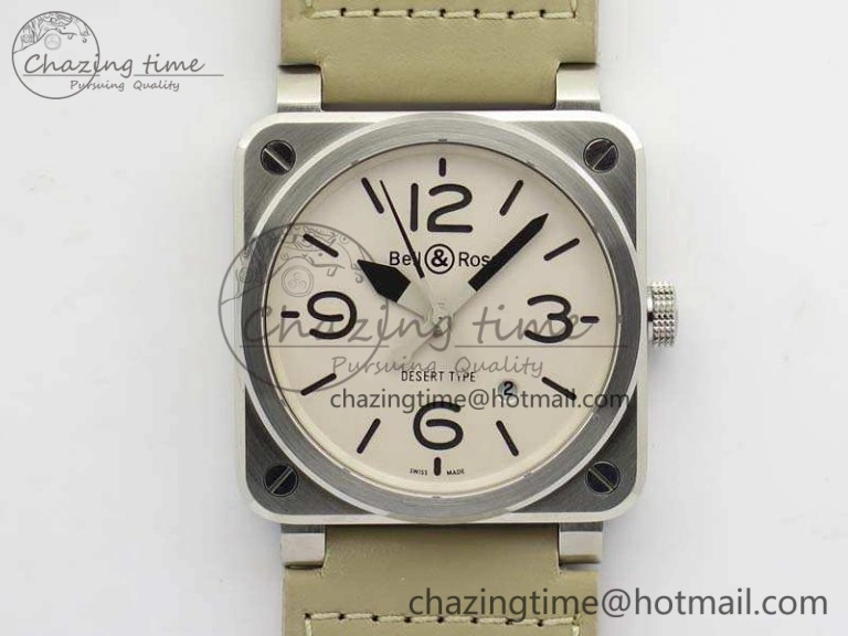 BR 03-92 SS Case V3 Cream Dial 42.5mm On Leather Strap MIYOTA 9015