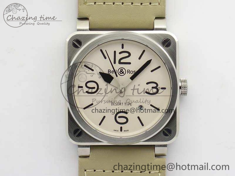 BR 03-92 SS Case V3 Cream Dial 42.5mm On Leather Strap MIYOTA 9015