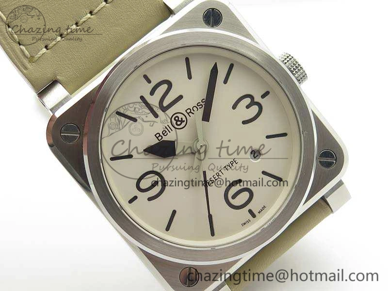 BR 03-92 SS Case V3 Cream Dial 42.5mm On Leather Strap MIYOTA 9015