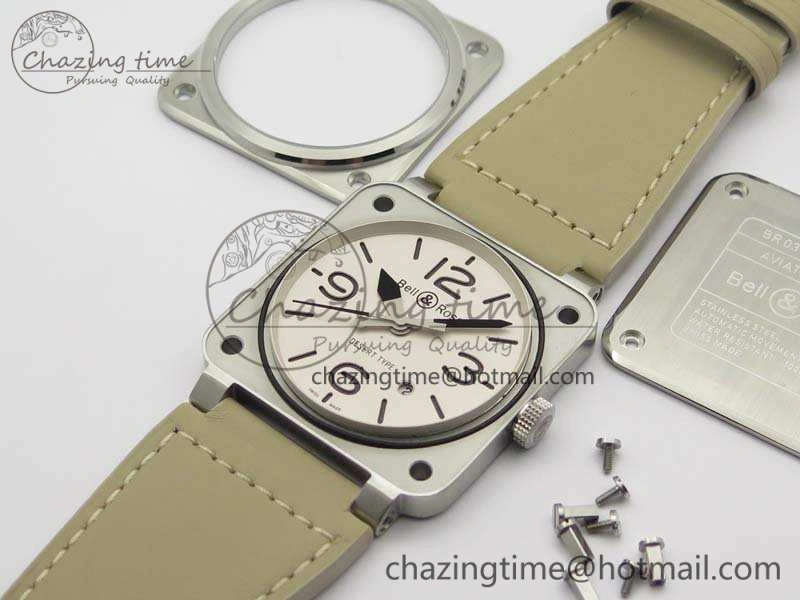 BR 03-92 SS Case V3 Cream Dial 42.5mm On Leather Strap MIYOTA 9015