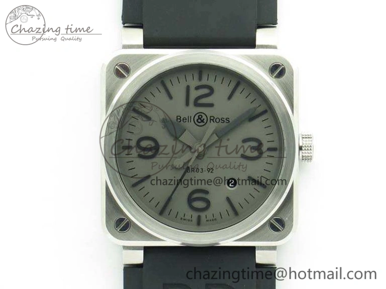 BR 03-92 SS Case V3 Gray Dial 42.5mm On Rubber Strap MIYOTA 9015