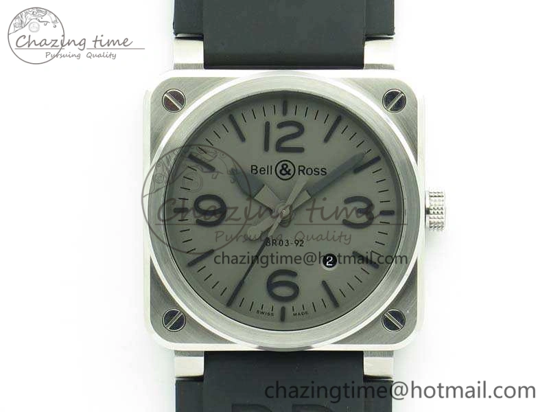 BR 03-92 SS Case V3 Gray Dial 42.5mm On Rubber Strap MIYOTA 9015