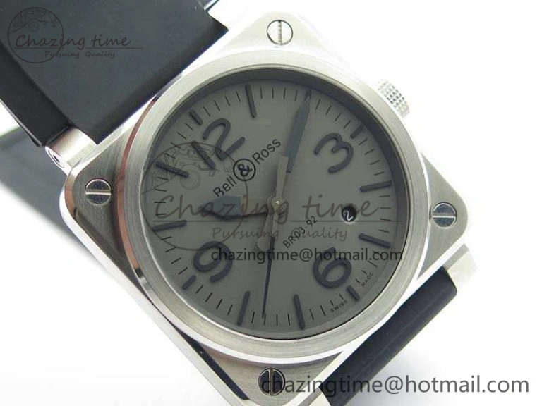 BR 03-92 SS Case V3 Gray Dial 42.5mm On Rubber Strap MIYOTA 9015