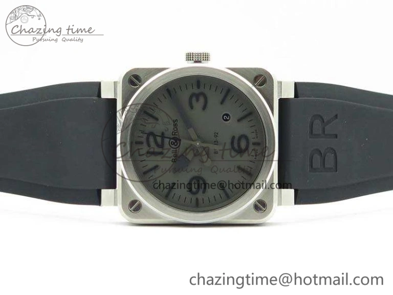 BR 03-92 SS Case V3 Gray Dial 42.5mm On Rubber Strap MIYOTA 9015
