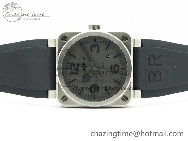 BR 03-92 SS Case V3 Gray Dial 42.5mm On Rubber Strap MIYOTA 9015