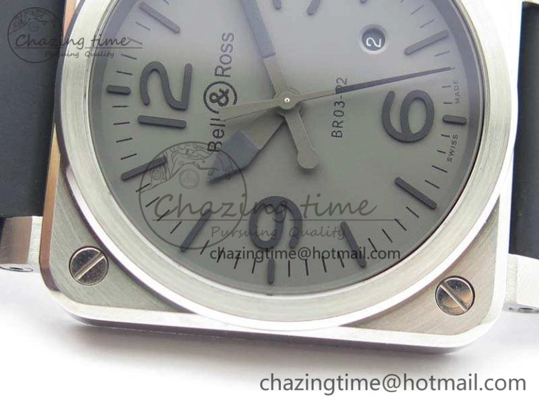 BR 03-92 SS Case V3 Gray Dial 42.5mm On Rubber Strap MIYOTA 9015