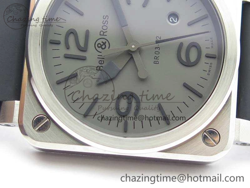 BR 03-92 SS Case V3 Gray Dial 42.5mm On Rubber Strap MIYOTA 9015
