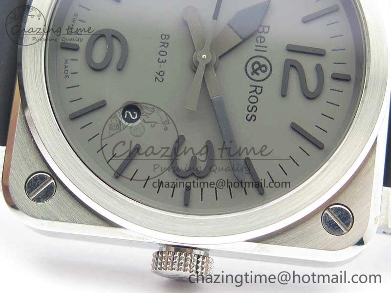 BR 03-92 SS Case V3 Gray Dial 42.5mm On Rubber Strap MIYOTA 9015