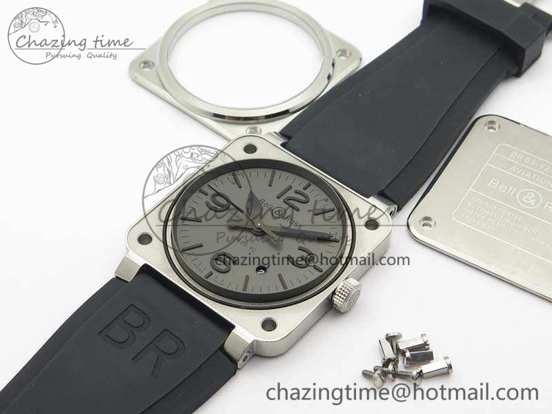 BR 03-92 SS Case V3 Gray Dial 42.5mm On Rubber Strap MIYOTA 9015