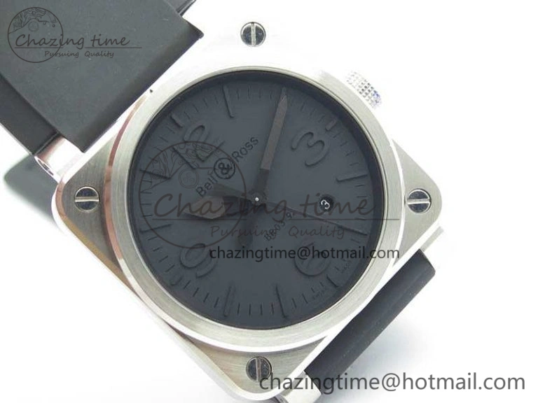 BR 03-92 SS Dark Gray Dial 42.5mm On Rubber Strap MIYOTA 9015 V3