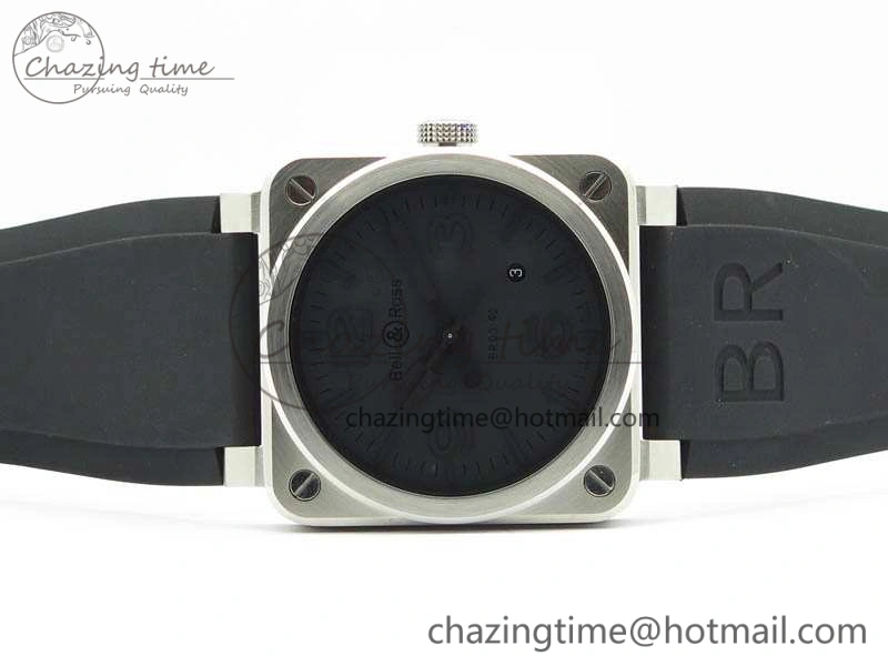 BR 03-92 SS Dark Gray Dial 42.5mm On Rubber Strap MIYOTA 9015 V3